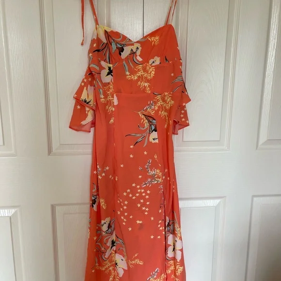 urban outfitters orange floral dress Urban Outfitters Ecot Gigi orange floral dress Small